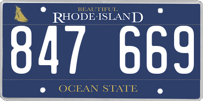 RI license plate 847669