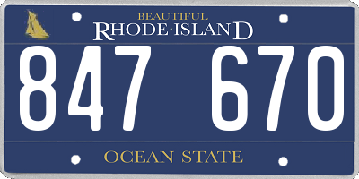 RI license plate 847670