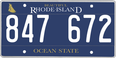 RI license plate 847672