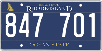 RI license plate 847701