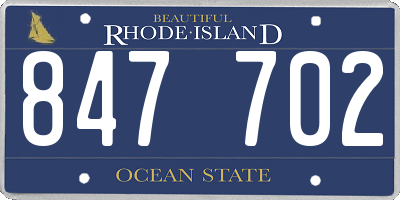 RI license plate 847702