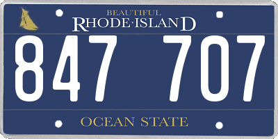 RI license plate 847707