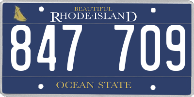 RI license plate 847709