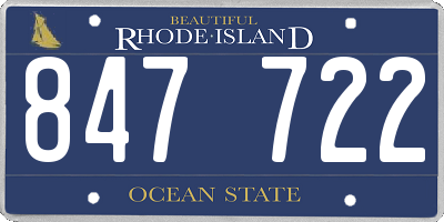 RI license plate 847722