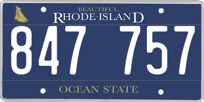 RI license plate 847757