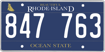 RI license plate 847763