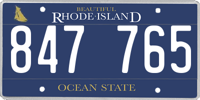 RI license plate 847765