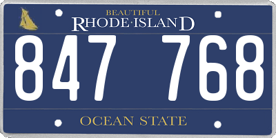 RI license plate 847768