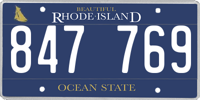 RI license plate 847769