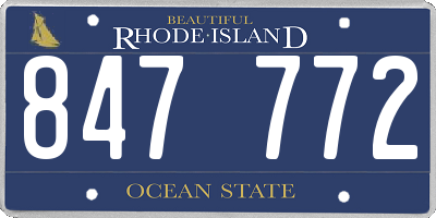 RI license plate 847772