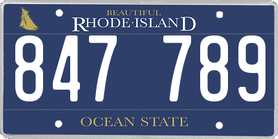 RI license plate 847789