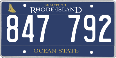 RI license plate 847792