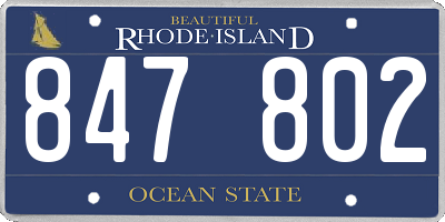 RI license plate 847802