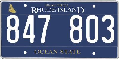 RI license plate 847803