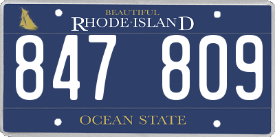 RI license plate 847809