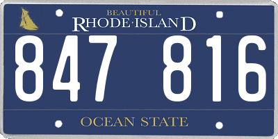 RI license plate 847816