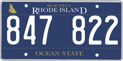 RI license plate 847822
