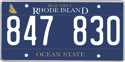 RI license plate 847830