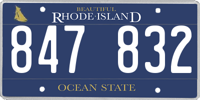 RI license plate 847832
