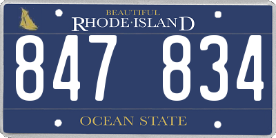 RI license plate 847834