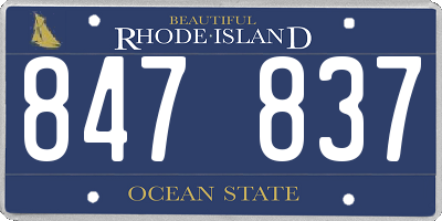 RI license plate 847837