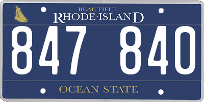 RI license plate 847840