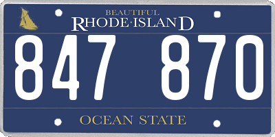 RI license plate 847870