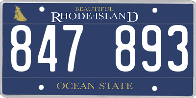RI license plate 847893