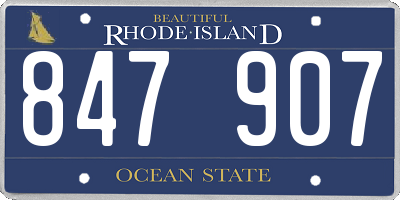 RI license plate 847907