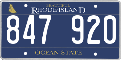 RI license plate 847920