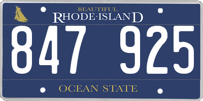 RI license plate 847925