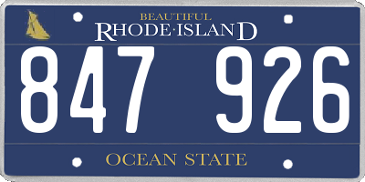 RI license plate 847926