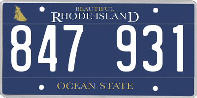 RI license plate 847931