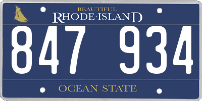 RI license plate 847934