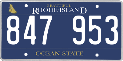 RI license plate 847953