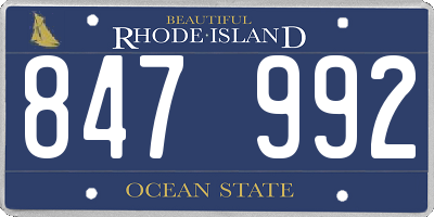 RI license plate 847992