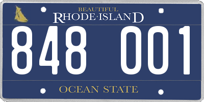 RI license plate 848001