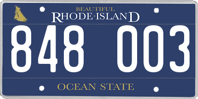 RI license plate 848003