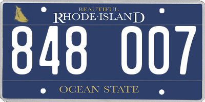 RI license plate 848007