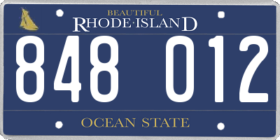 RI license plate 848012