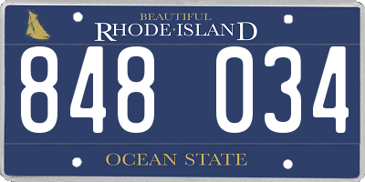 RI license plate 848034