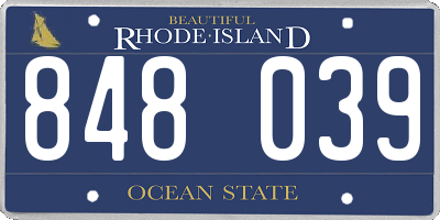 RI license plate 848039