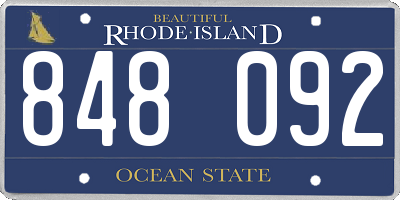 RI license plate 848092