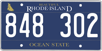 RI license plate 848302
