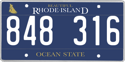 RI license plate 848316