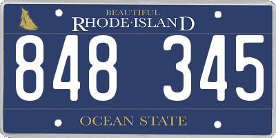 RI license plate 848345