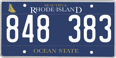 RI license plate 848383