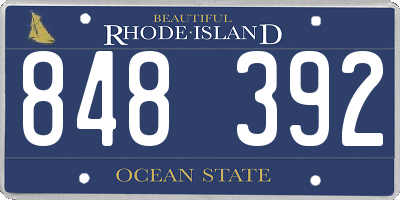 RI license plate 848392