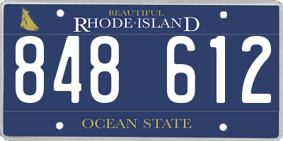 RI license plate 848612