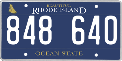RI license plate 848640